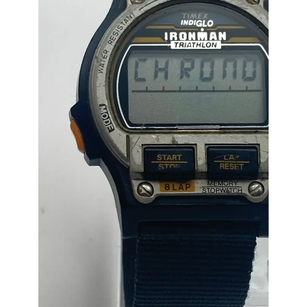 Vintage Timex Ironman Triathlon Digital Watch 38mm - New Battery WR Timer Date